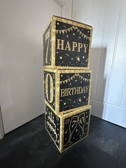 70th Birthday Decorative Boxes Stackable Cubes Black And Gold