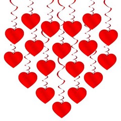 18-Pack Valentine’s Heart Hanging Swirl Decorations Romantic Atmosphere Setup