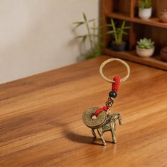 Feng Shui Charm Brass Horse Keychain Feng Shui Figure Metal Alloy Finish