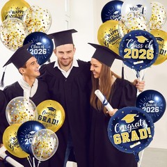Navy Blue and Gold Graduation Balloons Graduation Decorations 2026, 51Pcs Grad L