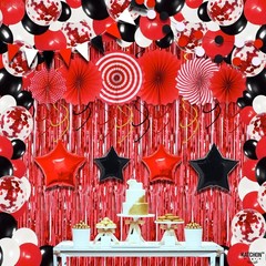 154-Piece Red and Black Decorations Set – Ideal for Elegant Celebrations