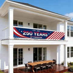 250th Anniversary Banner 138 x 20 Inch,250 Anniversary USA Flag Patriotic Decor