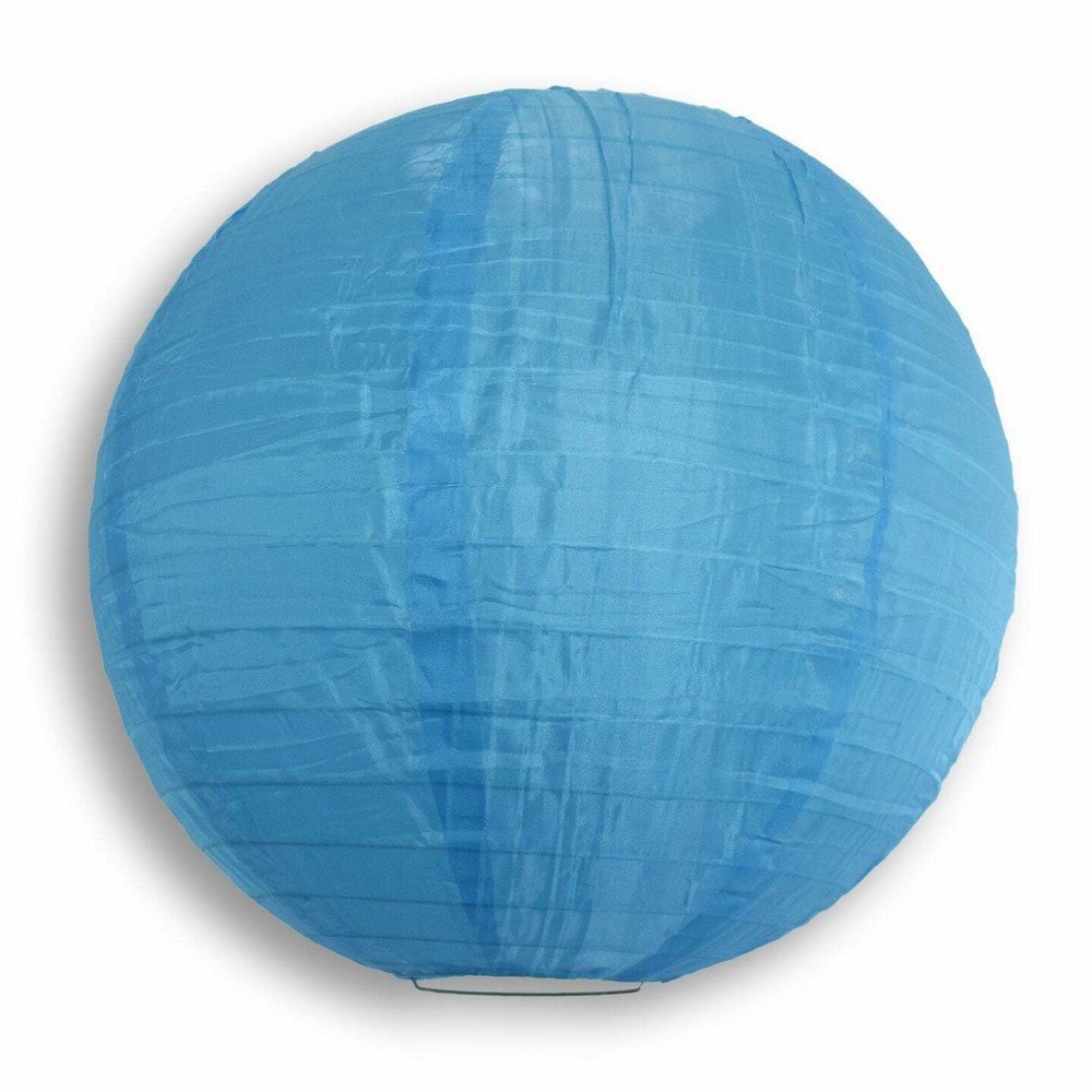 12″ Sky Blue Nylon Lantern, Even Ribbing, Durable, Hanging Decoration