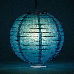 Quasimoon 8″ Tahiti Teal Round Paper Lantern, Even Ribbing, Hanging Decoratio…