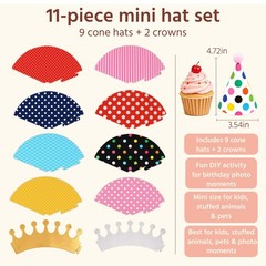 Mini Kids Birthday Party Hats, Assorted, DIY Assembly Required