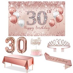 30th Birthday Decorations Party Set for Women, Rose Gold 30 Birthday Banner a…