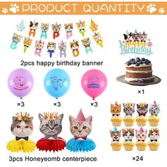 39 Pcs Cat Birthday Decorations Cat Birthday Party Supplies, 2 Pcs Birthday B…