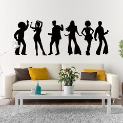 Motiskyy 12 Pcs Disco Dance Silhouettes Cutouts Large Retro Removable PVC Wal…
