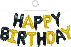 Stunning Reusable Mylar Happy Birthday Banner with Ribbon – 16 Inch Letters