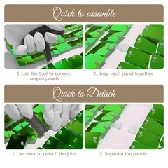 12 Pcs Shimmer Wall Backdrop Panels Square Sequin Party Decoration Green 3×4 Ft