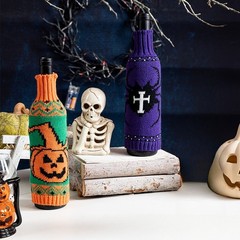 1PC Halloween Knitted Wine Bottle Cover Party Dining Table Champagne Decoration