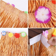 Fovths 8 Pack Luau Grass Table Skirt Natural 9 Feet x 29.5 Inch Hawaiian Tabl…