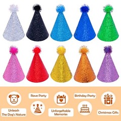 Party Hats Happy Birthday Hat Reusable Cone Birthday Party Hat with Pom Poms …