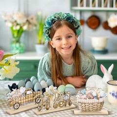 5 Pieces Easter Table Decorations Wooden Bunny Signs Wood Easter Centerpieces…