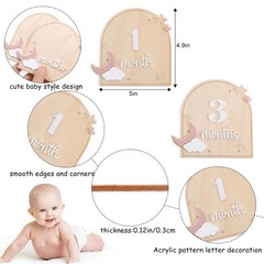Wood Celestial Monthly Milestone Discs – Moon and Stars Monthly Discs for Pho…