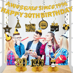 11Pcs 30Th Birthday Decorations Kit for Men Women, Black Gold Happy 30Th Birthda