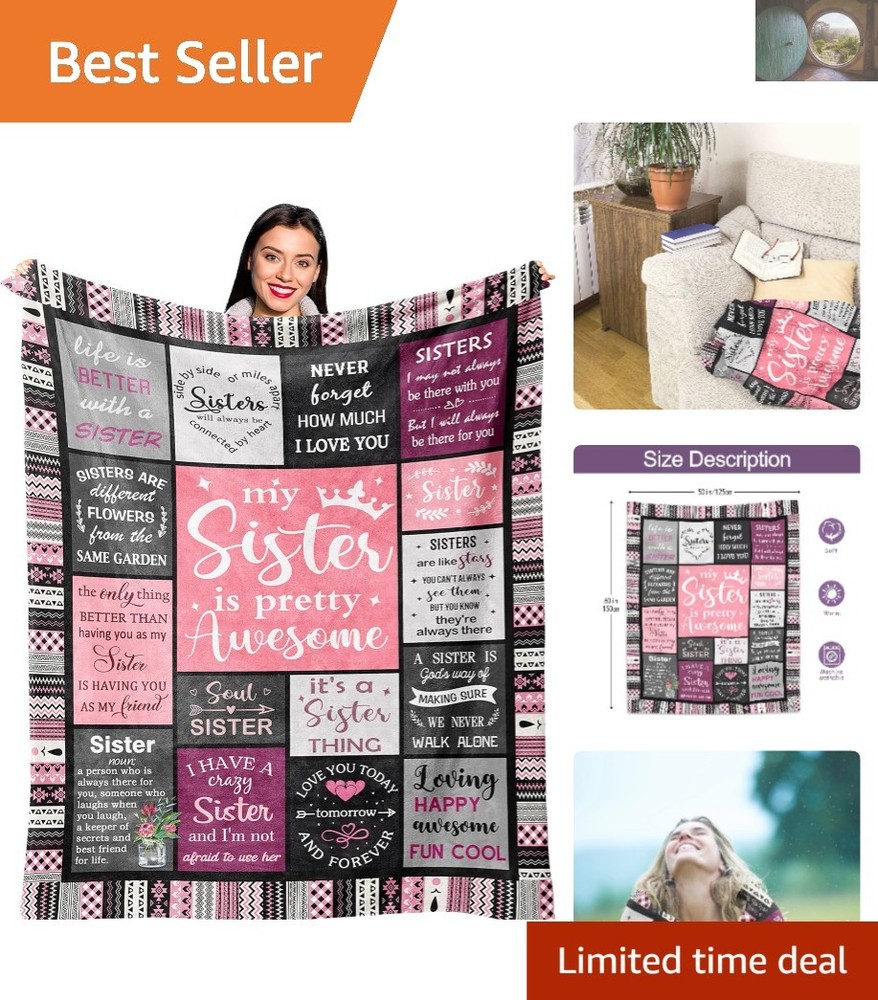 Modern Love Theme Throw Blanket 60″ x 50″ – Perfect Sister Gift for Any Occasion
