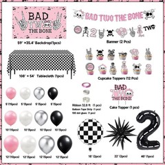 Bad Two The Bone Birthday Decorations, Rock And Roll Music Themed 2nd Birthda…