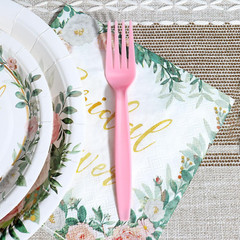 Bridal Shower Decorations Party Tableware – Pink and Gold Floral Paper Plates,De