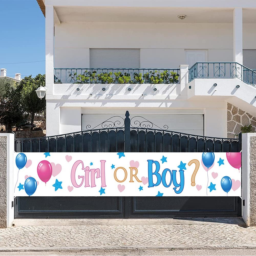Gender Reveal Yard Banner 118×20 inch Pink Blue 118 x 20 inches, Multicolor