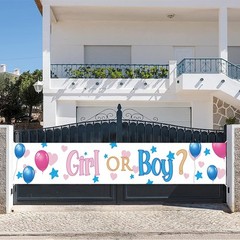 Gender Reveal Yard Banner 118×20 inch Pink Blue 118 x 20 inches, Multicolor