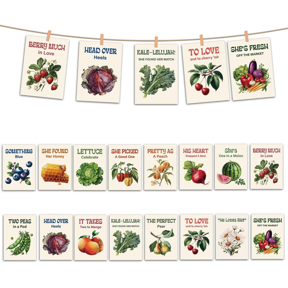 Farmers Market Bridal Shower Decorations, Fruits and Vegetables Banner Cards …