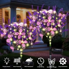 Solar Garden Lights Outdoor, 4 Pack Purple Lavender Solar Butterfly Lights Ga…