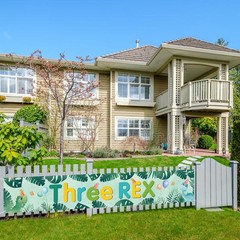 WeBenison Large Three Rex Banner/Dinosaur 3rd Birthday Garden Backdrop Banner/Ju