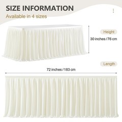 Light Ivory Pleated Ruffle Table Cloth for Wedding Baby Shower Display Table,…