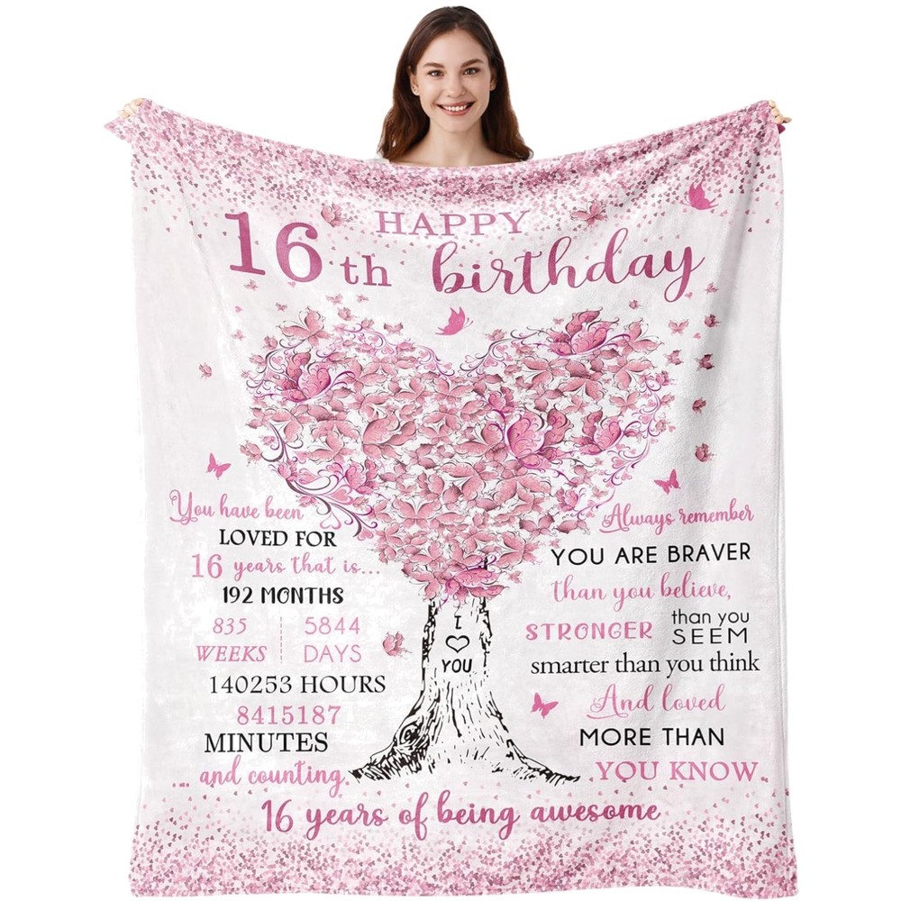 16th Birthday Decorations – Floral Throw Blanket