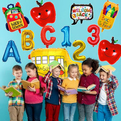 12Pcs Back to School Balloons School Bus Balloon Welcome Back to School Decorati