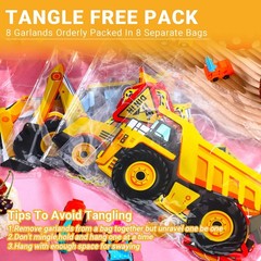 8 Packs Back to Construction decorations Traffic Zone Garland Banner Construc…