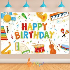 Music Note Banner Decorations for Kids – Happy Birthday Musical Instrument Th…