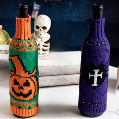 1PC Halloween Knitted Wine Bottle Cover Party Dining Table Champagne Decoration