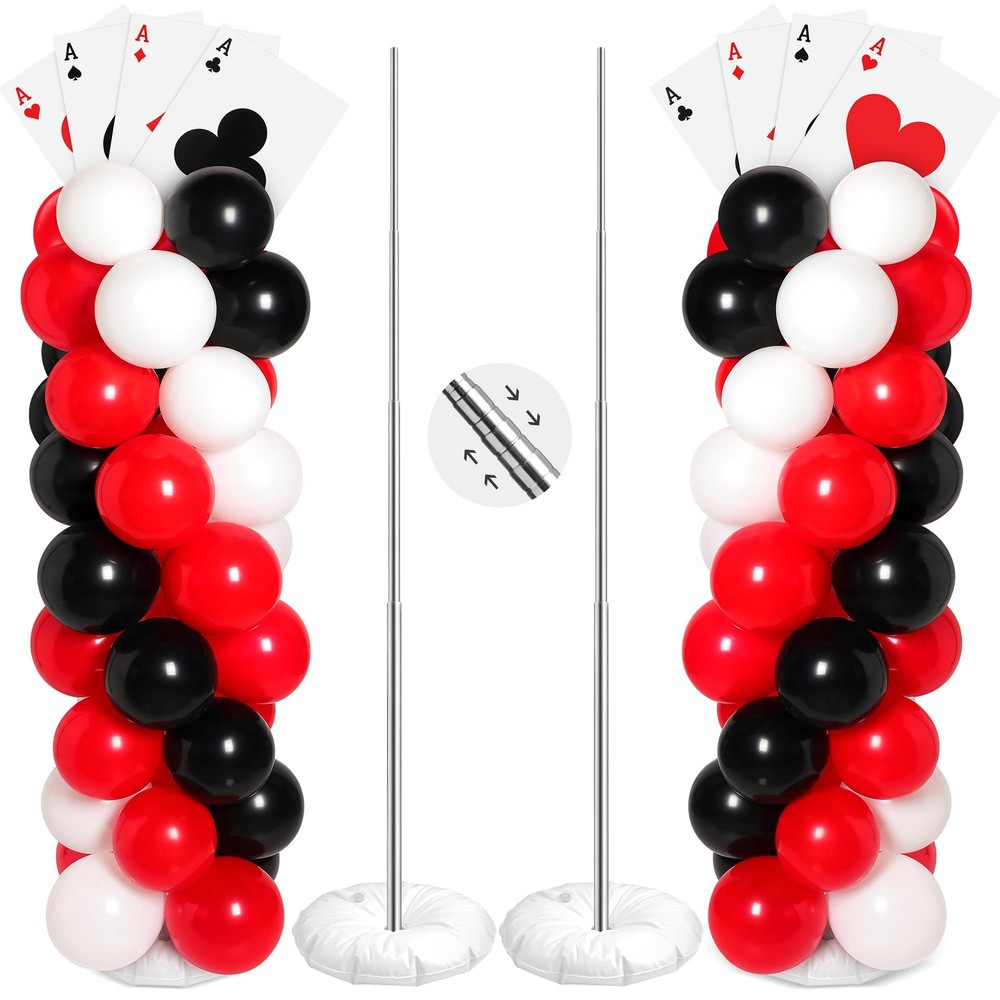 2 Sets Casino Theme Party Decoration Adjustable Poker Themed Balloon Column S…