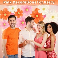 Pink and Orange Party Decorations Paper Flowers for