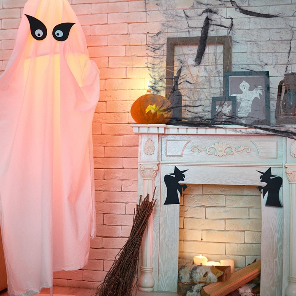 5Pcs Reusable Halloween Gauze Fabric Black Scary Cloth for Party Decorations