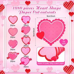 1080 Sheets Valentine’s Day Heart Cutouts Paper Love Shape Die Cut