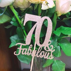 10 PCS Double Sided Rose Gold Glitter Fabulous 70th Birthday Centerpieces