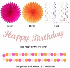 Hot-Pink Orange Fall Birthday Party-Decorations 21pcs Autumn Women Peach Happy