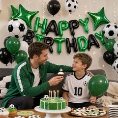 Soccer Birthday Party Decorations, Happy Birthday Banner with Green Black Whi…