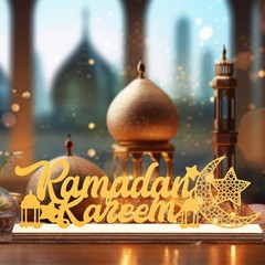 Landhoow Eid Ramadan Table Decor 12.99 x 4.72 Inch Mubarak gold