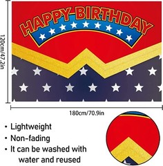 Superhero Happy Birthday Backdrop Banner Party Decoration 70.9in x 47.2in