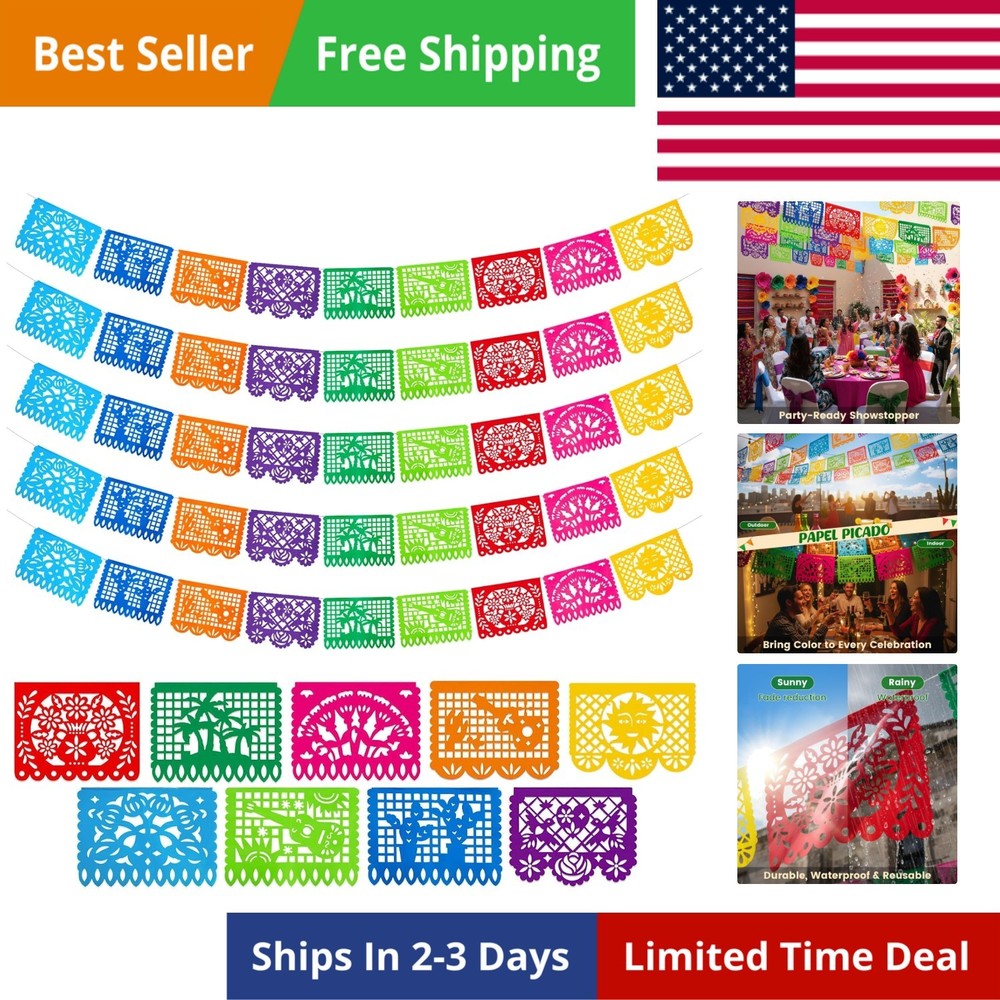 5 Packs 90 Ft Cinco De Mayo Mexican Party Banner, Fiesta Party Decoration Pap…