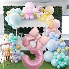 40 Inch Pink Number Balloons 21 Inch Pink Bow Balloons Pink 3 Balloon Number3