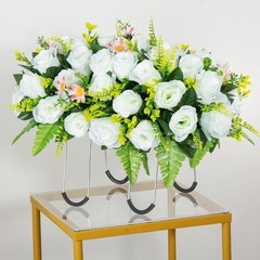 Artificial Headstone Flower Saddle, Cemetery Flowers for Grave, White