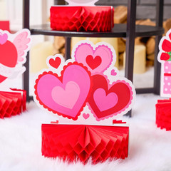12pcs Valentine Honeycomb Table Centerpieces Heart Bear Kids Party Decorations