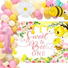 So Sweet to Bee One Backdrop Happy First Bee Day 1st Birthday Decorations Gir…