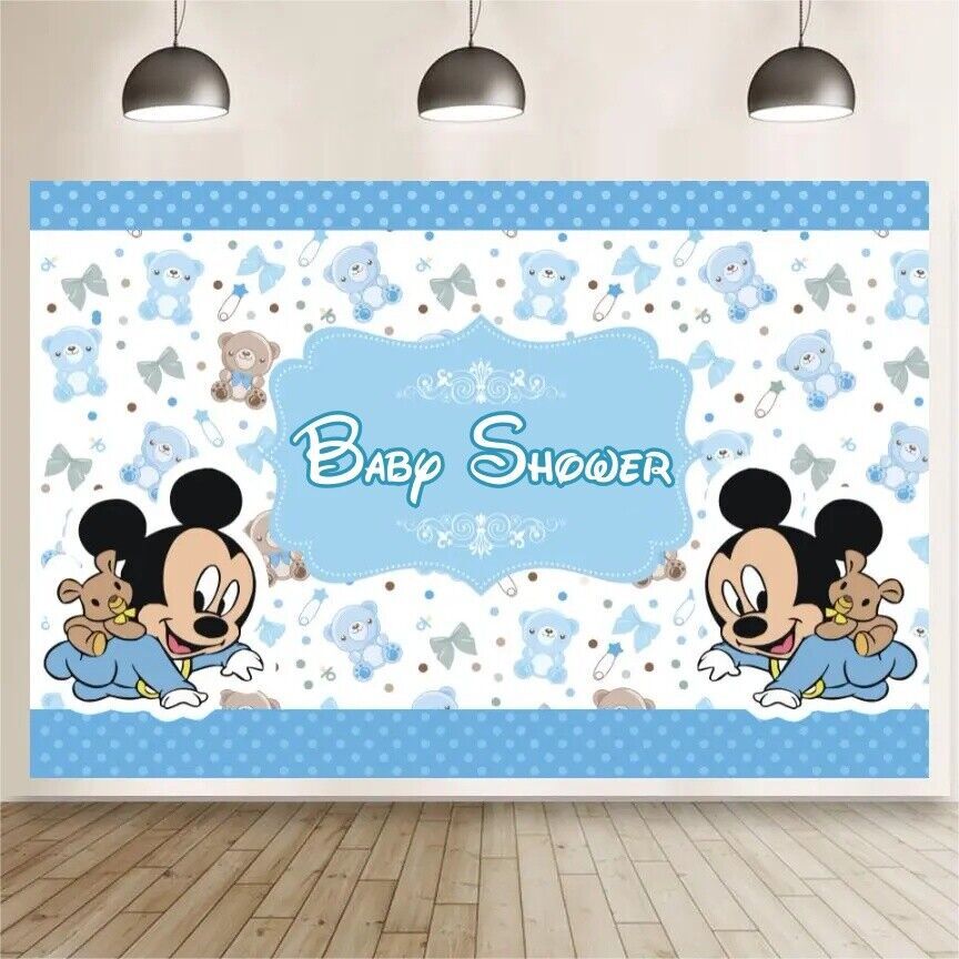 Cartoon Mickey Mouse Backdrop Baby Shower Party Home Studio Photo Background
