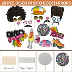 20 PCS Disco Photo Booth Props-70S Photobooth Props 1970S Groovy Throwback Photo